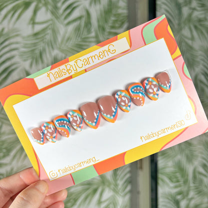 Colorblock French Tip Acrylic Press on nail