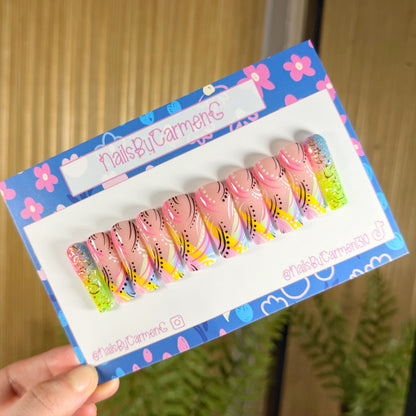 90’s neon Acrylic Press on nails
