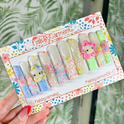 3D Spring Hello Kitty Acrylic Press on nails