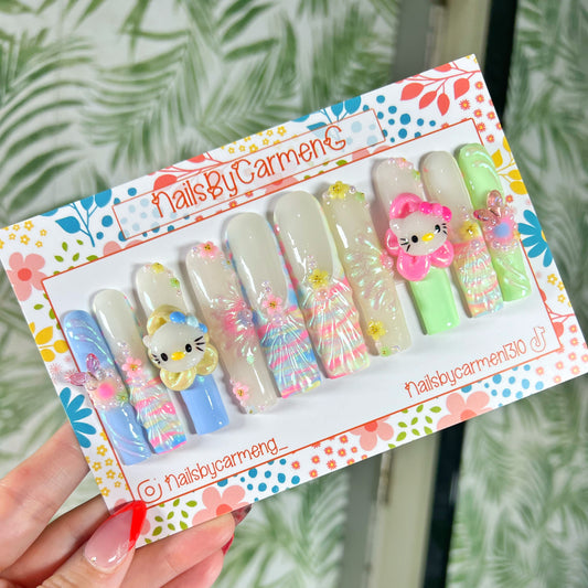 3D Spring Hello Kitty Acrylic Press on nails