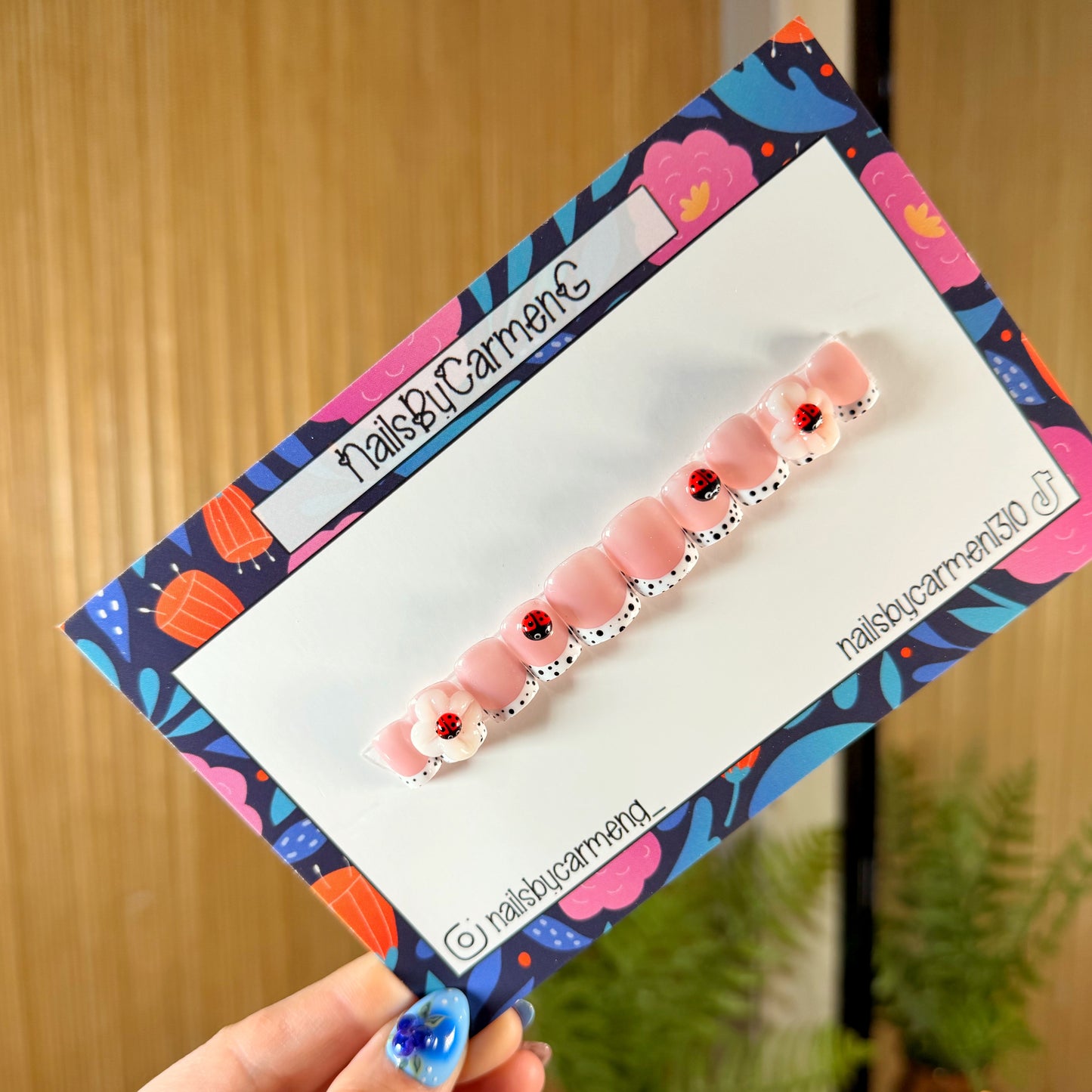 Polka dot 3d ladybugs Acrylic Press on nails