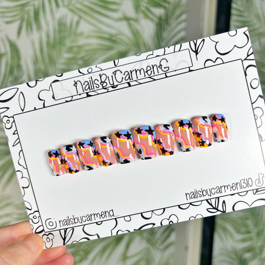 Rainbow stars Acrylic Press on nails
