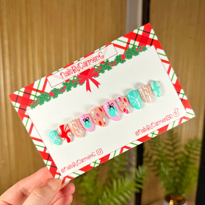 Pink Christmas Acrylic Press on nails