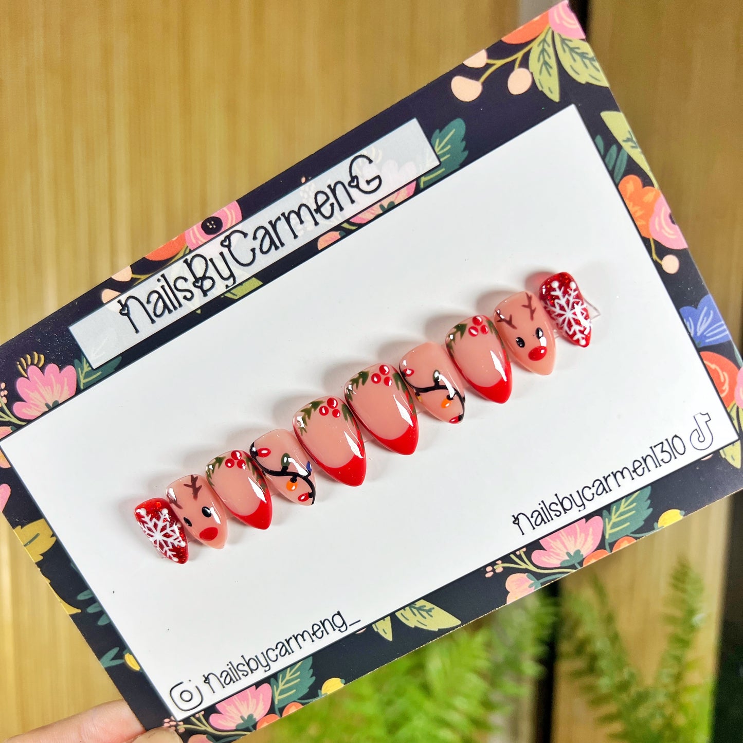 Reindeer Christmas Acrylic Press on nails
