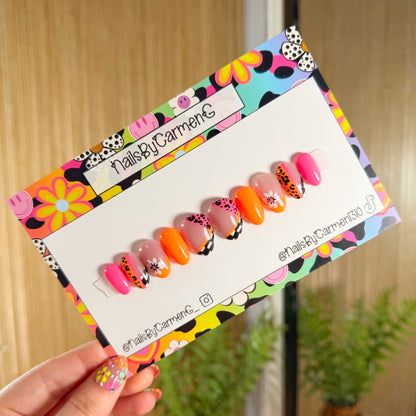 Spring checkered print Acrylic Press On Nails