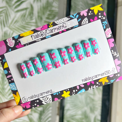 Summer Teals Acrylic Press on nails
