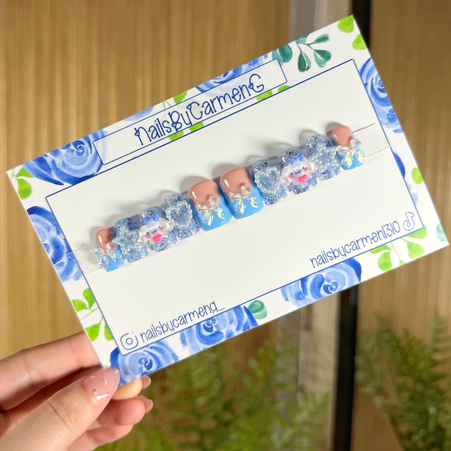 Blue charms Acrylic Press on nails