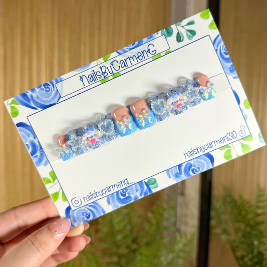 Blue charms Acrylic Press on nails