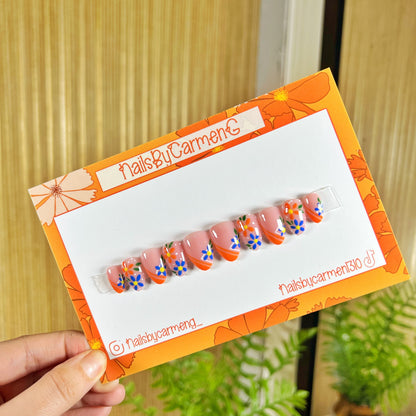 Fall florals French Tip Acrylic Press on nail