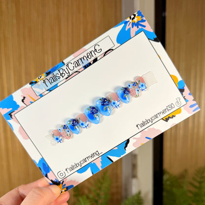 3D Blueberry French tip Acrylic Press on nails