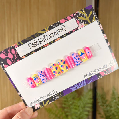 Strawberry summer cheetah print Acrylic Press on nails