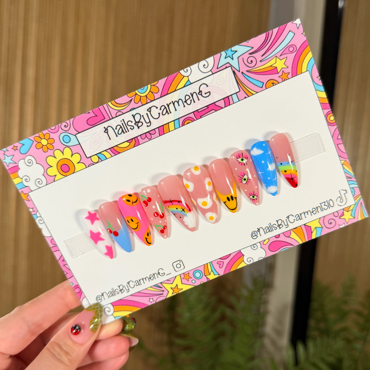 mix match smiles and rainbows Acrylic Press on nails