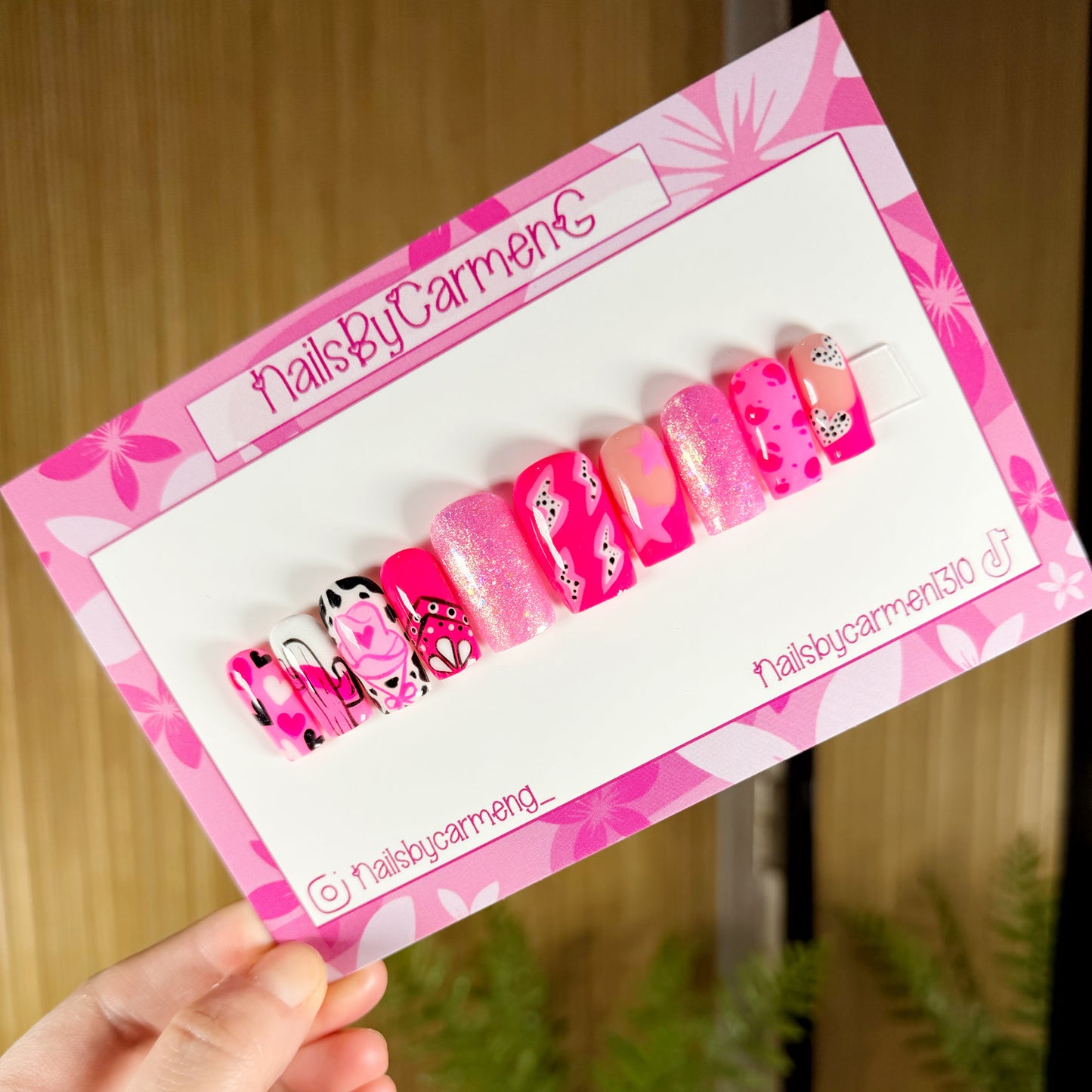 Pink western Acrylic Press on nails