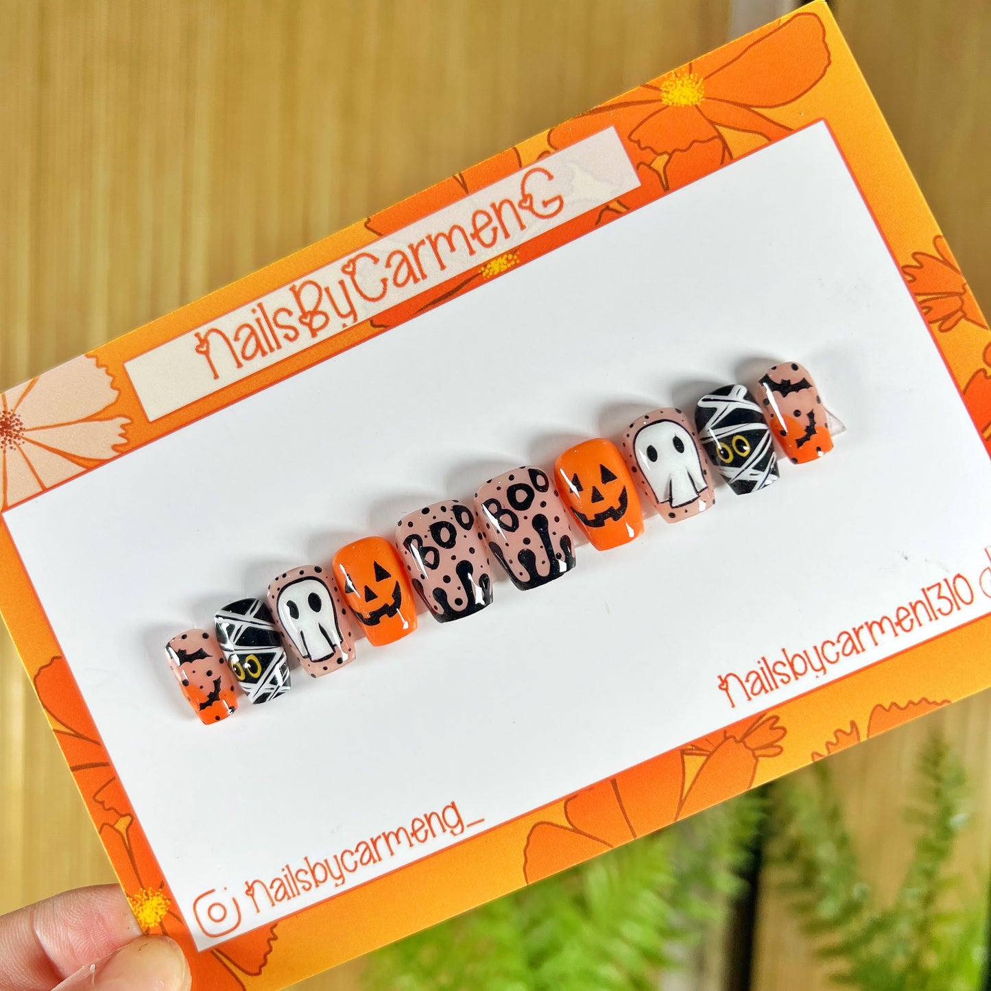 Jack-o-lantern Halloween Acrylic Press on nails