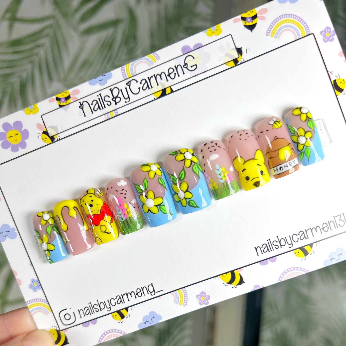 Winnie The Pooh Spring Acrylic Press on nails