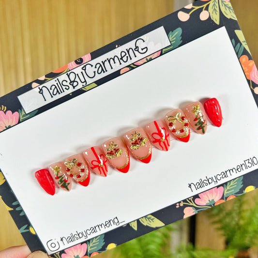 Christmas bells and Christmas tree Acrylic Press on nails