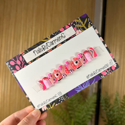 Pink Evil Eye Acrylic Press on nails