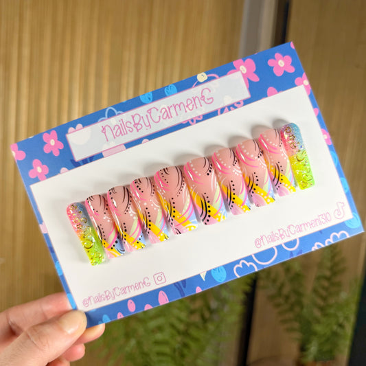 90’s neon Acrylic Press on nails