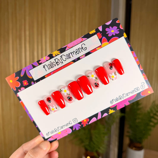 3d Ladybug Acrylic Press on nails