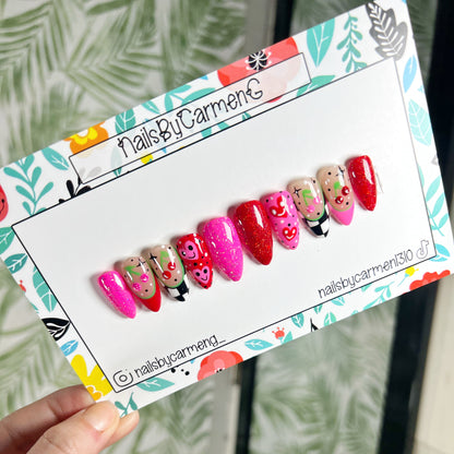 cherrys checkered Acrylic Press on nails