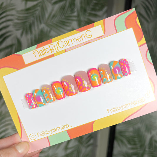 Neon summer Acrylic Press on nails