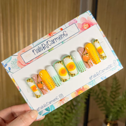 70’s metallic Acrylic Press on nails