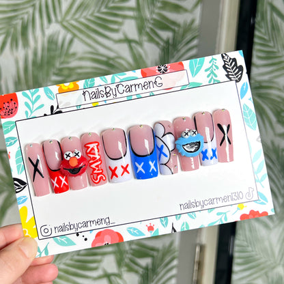 Elmo and Cookie Monster Kaws Acrylic Press on nails