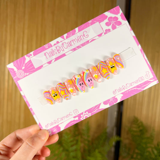 Kirby rainbow Acrylic Press on nails