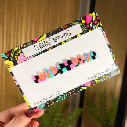 Cheetah flames Acrylic Press on nails