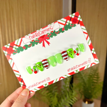Grinch Christmas Acrylic Press on nails