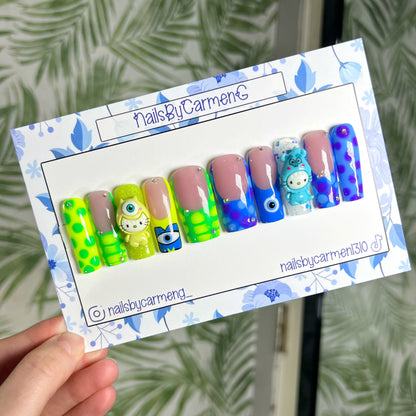 Kitty Monsters Inc. charms Acrylic Press on nails