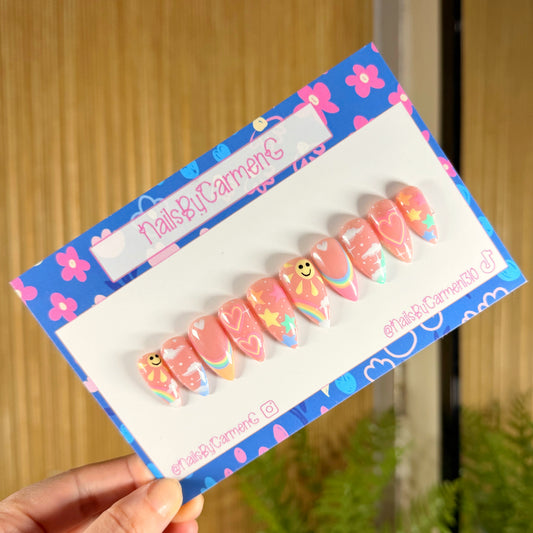 Sunshine over the rainbow Acrylic Press on nail