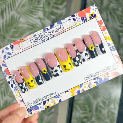 Y2k Mix and match French tip Acrylic Press on nails