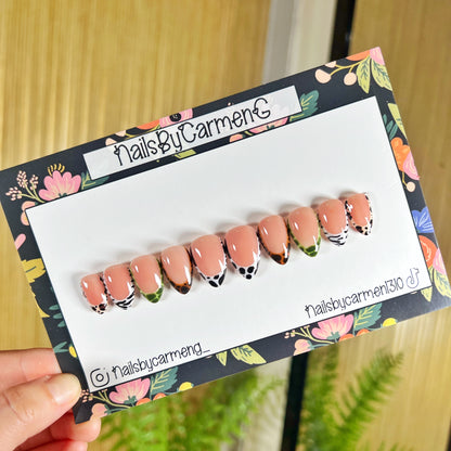 animal print French tip Acrylic Press on nails