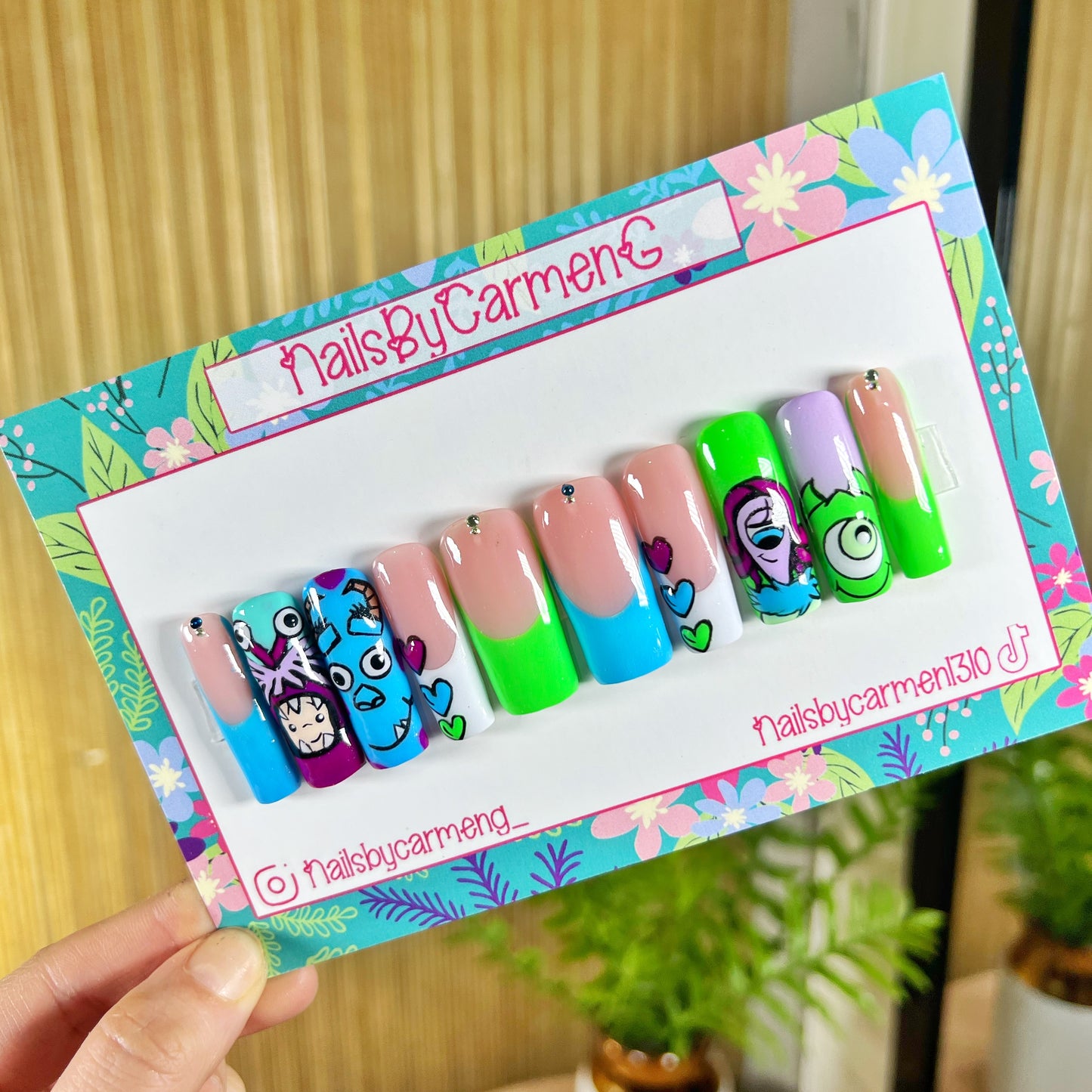 Glow in the dark Monsters inc Acrylic Press on nails