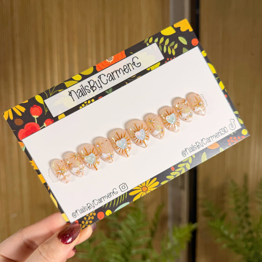 Celestial hearts Acrylic Press on nails