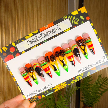 Kwanzaa Acrylic Press on nails