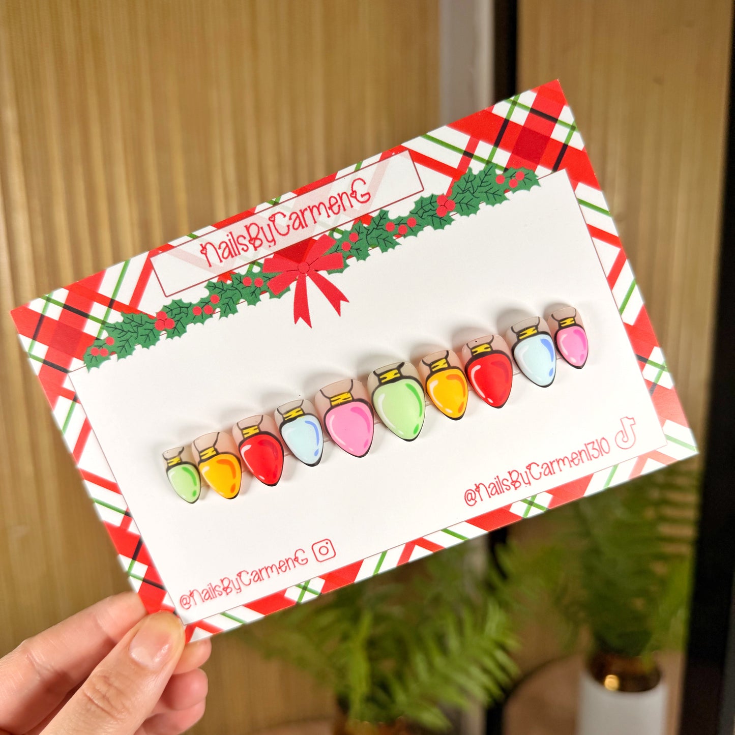 Christmas lights Acrylic Press on nails