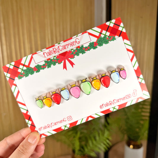 Christmas lights Acrylic Press on nails