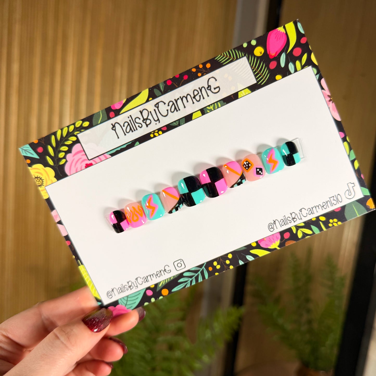 Cheetah flames Acrylic Press on nails