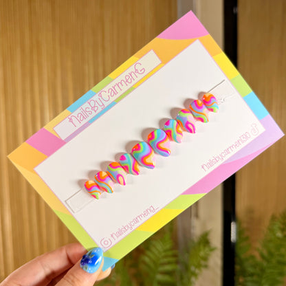 Retro swirls Acrylic Press on nails