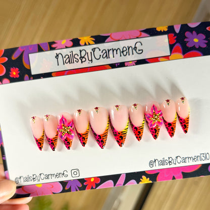 Colorful 3d floral Acrylic Press on nails