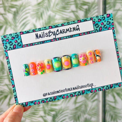 Tropical vibes Acrylic Press on nails