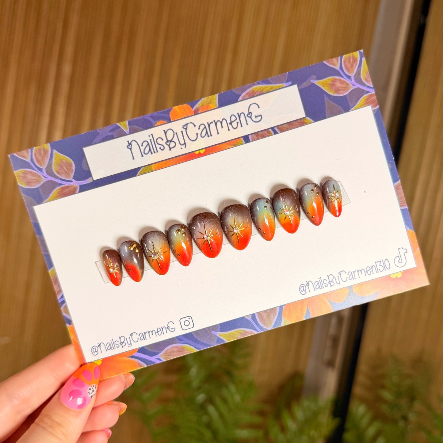 Rainbow aurora stars Acrylic Press on nails