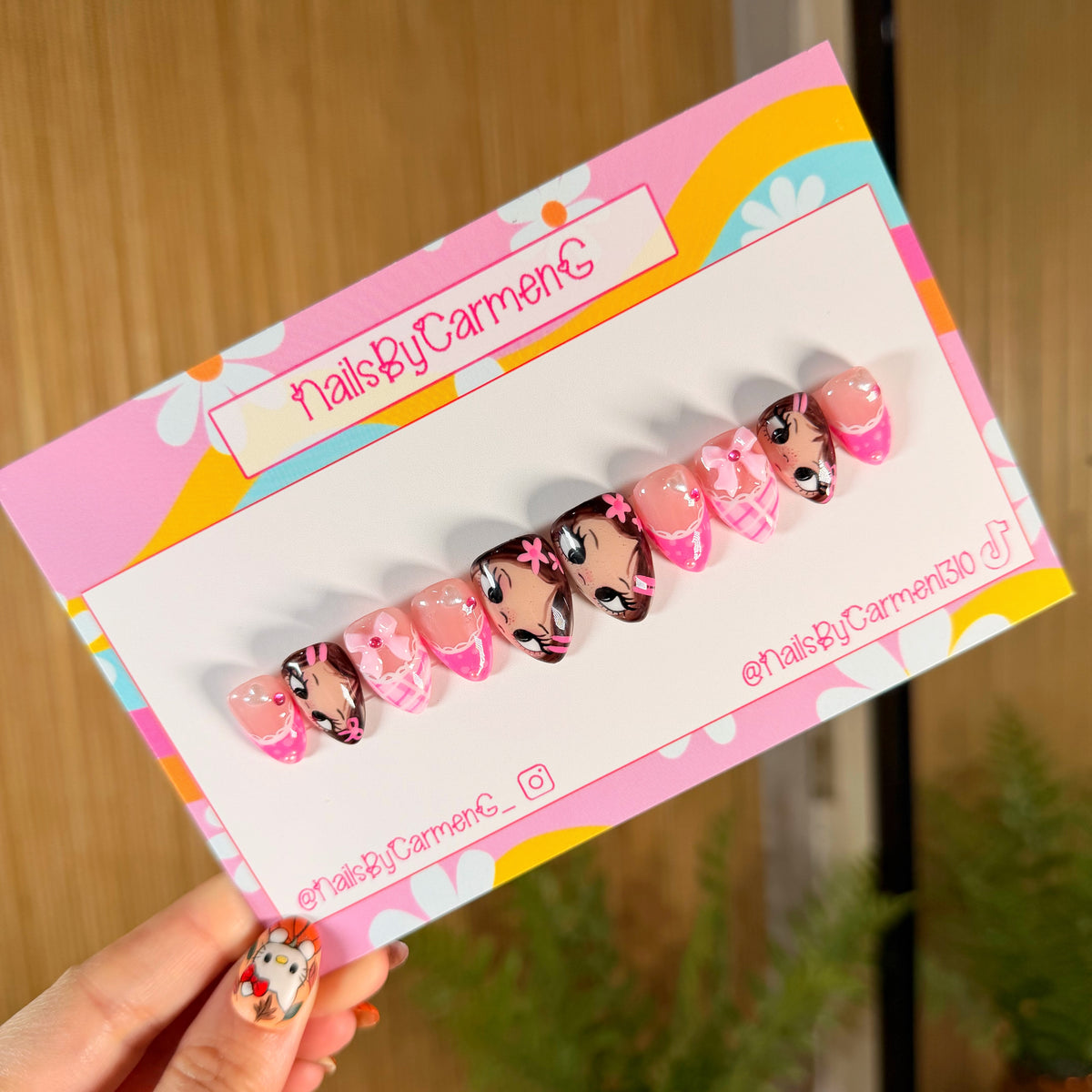 Pink Kawaii Girl Acrylic Press on nails