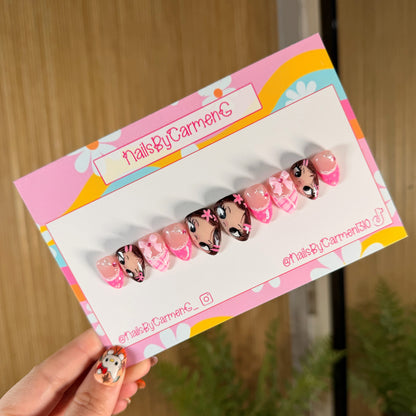 Pink Kawaii Girl Acrylic Press on nails