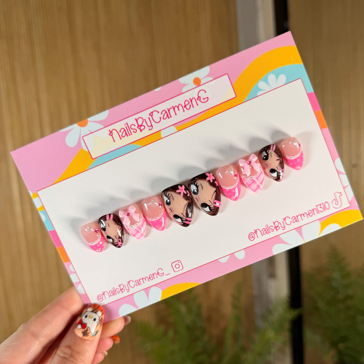 Pink Kawaii Girl Acrylic Press on nails