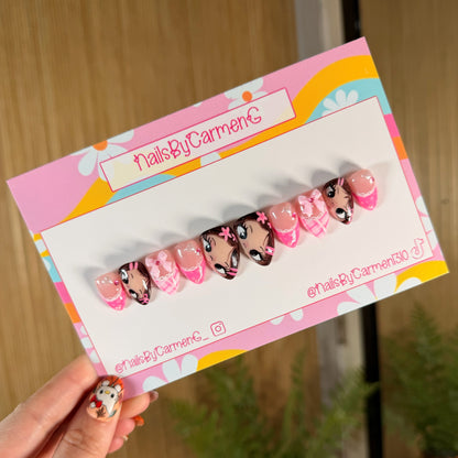 Pink Kawaii Girl Acrylic Press on nails