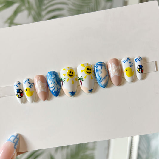 Take me to the beach Acrylic Press on nail