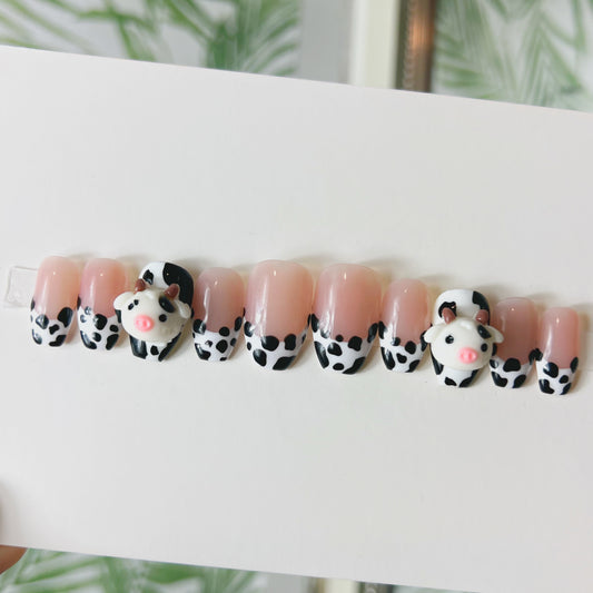 Cow print charms Acrylic Press on nail